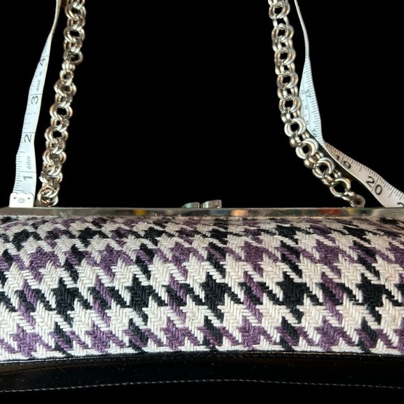 Apt. 9 Purple White Black Houndstooth Knit Shoulder Bag Chain Faux Leather Strap - Picture 8 of 16